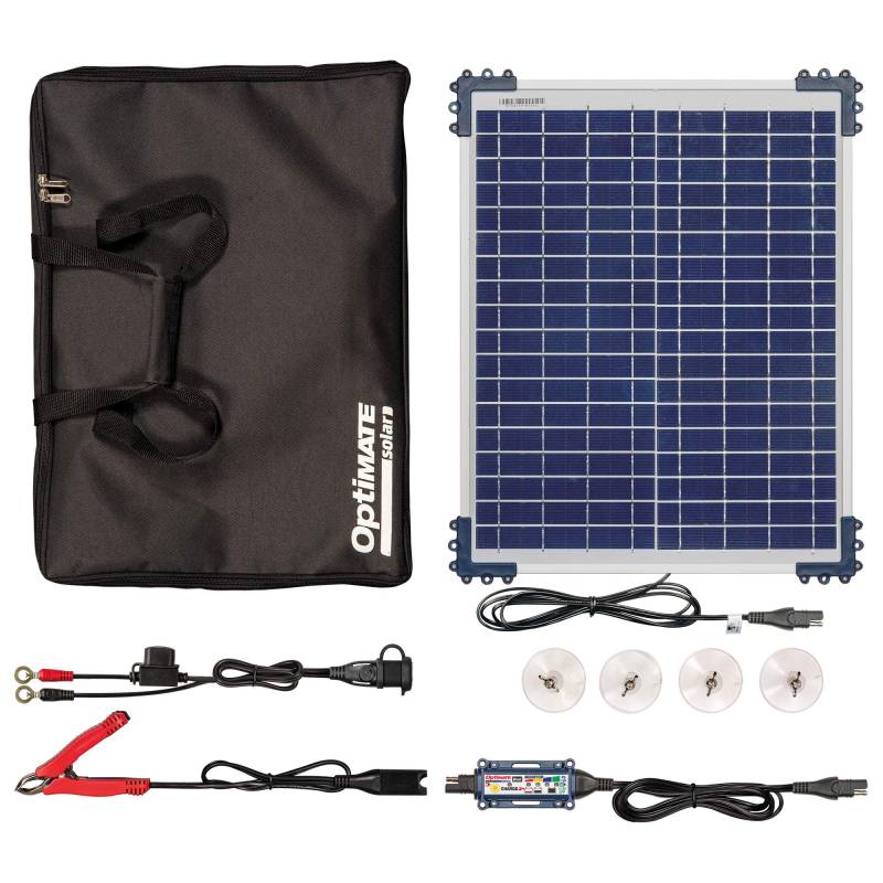 OptiMate TM522-D2TK solarbetriebene Lade- & Wartungsgerät für alle 12V-Batterie von Optimate