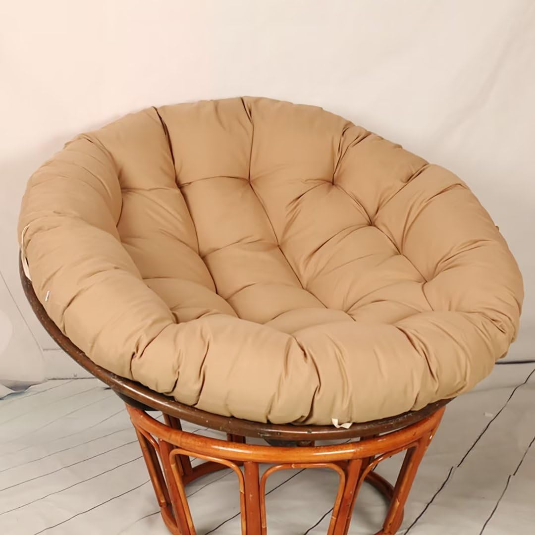 Papasansessel Kissen, Papasan Sitzkissen für Hängesessel, Rund Papasan Sessel, Bequem Weich Sitzkissen, Hängesessel Kissen für Korbsessel, Garten Stuhlauflag, Khaki, 130 * 130cm von Orbhes