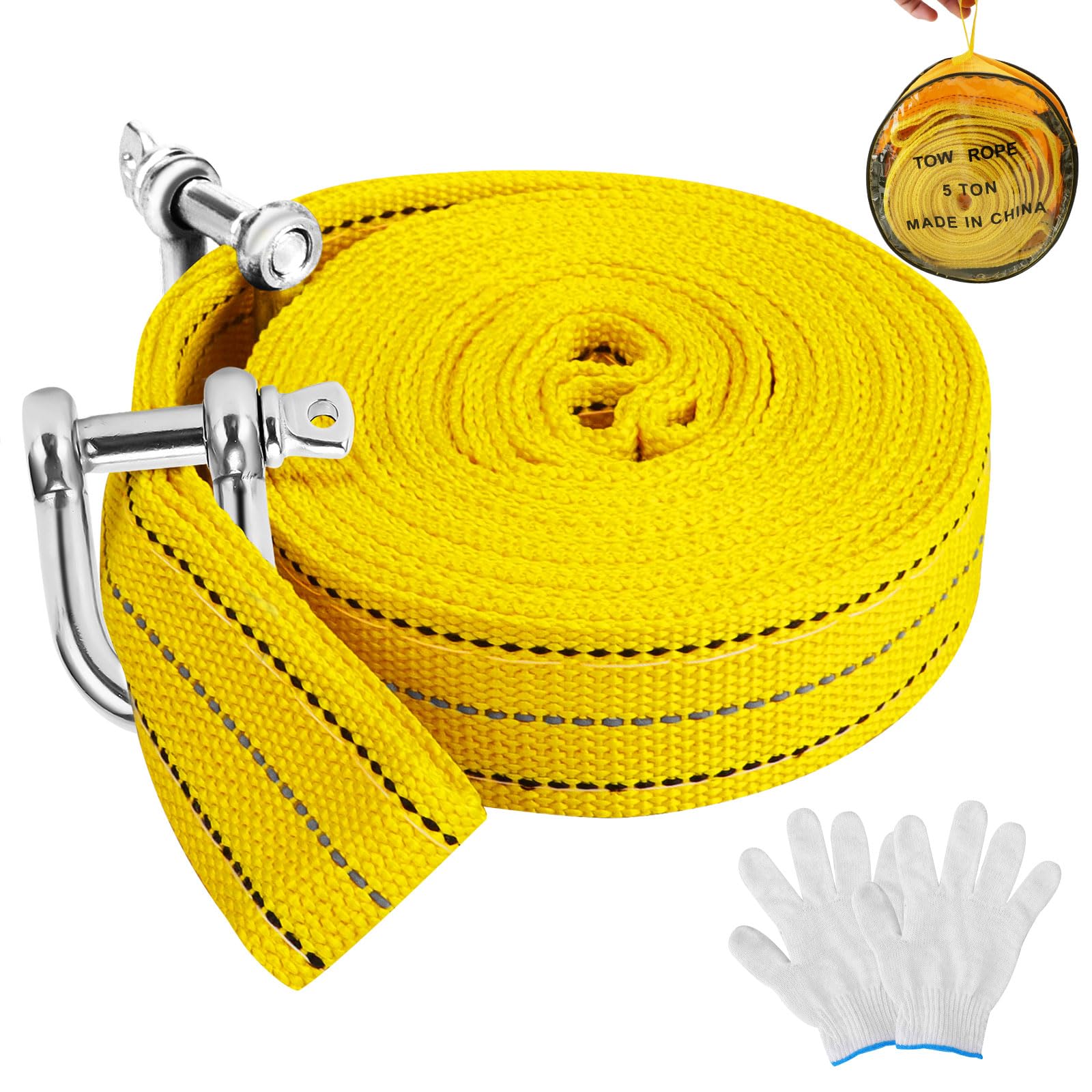 Abschleppseil, 4 Meter 5 Tonnen Hochfestes Abschleppseil für Abschleppdienst, mit 2 Sicherheits-D-Ring-Haken und 1 Paar Sicherheitshandschuhe Abschleppseil, 4 Meter 5 Tonnen Hochfestes Abschleppseil für Abschleppdienst, mit 2 Sicherheits-D-Ring-Haken und 1 Paar Sicherheitshandschuhe von Orchideeknc