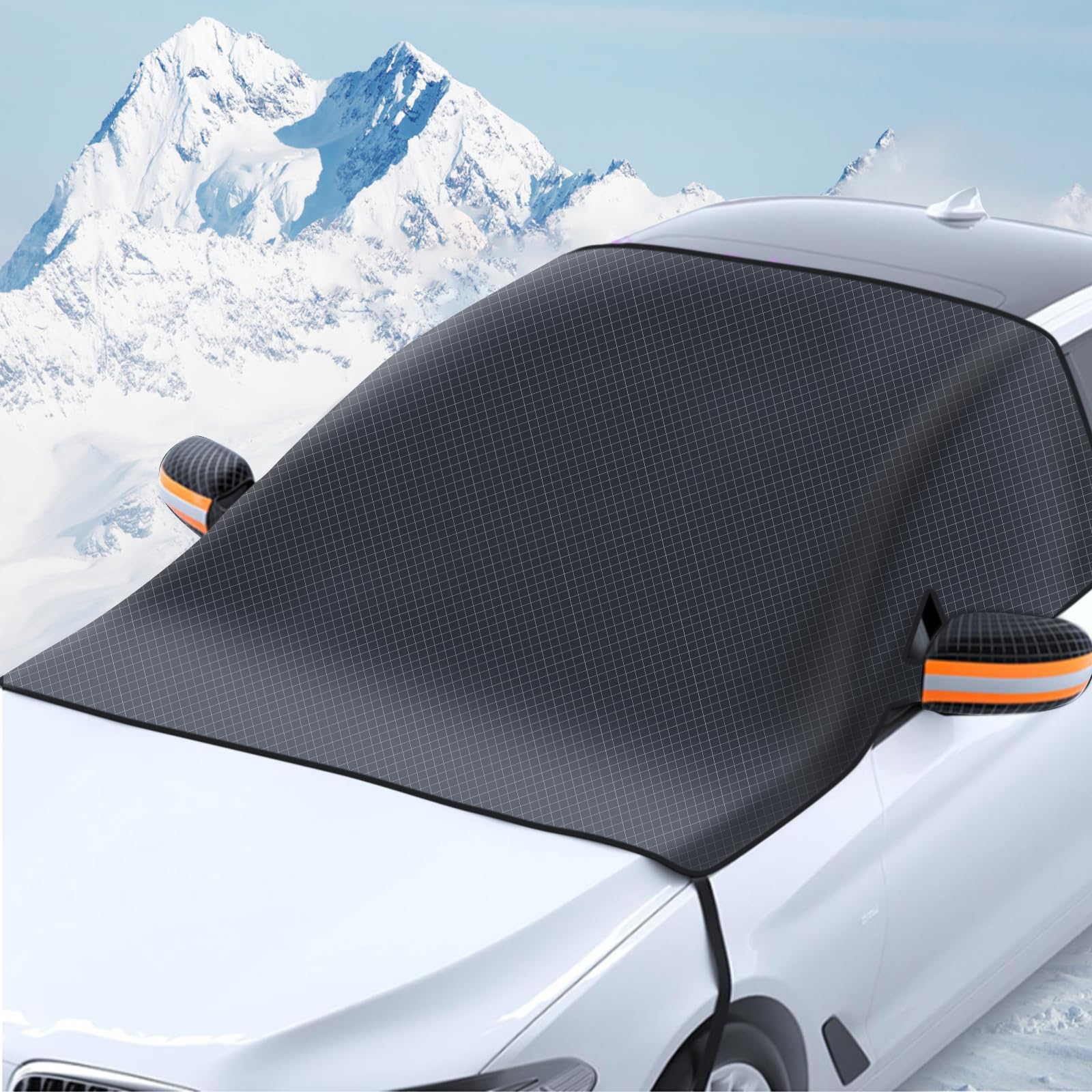 Auto Winter Windschutzscheibenabdeckung, Faltbare Windschutzscheibenabdeckung mit 6 Kleinen Magneten und Spanngurten, Windschutzscheibenschutz gegen Schnee, EIS, Frost, Staub, Sonne Auto Winter Windschutzscheibenabdeckung, Faltbare Windschutzscheibenabdeckung mit 6 Kleinen Magneten und Spanngurten, Windschutzscheibenschutz gegen Schnee, EIS, Frost, Staub, Sonne von Orchideeknc