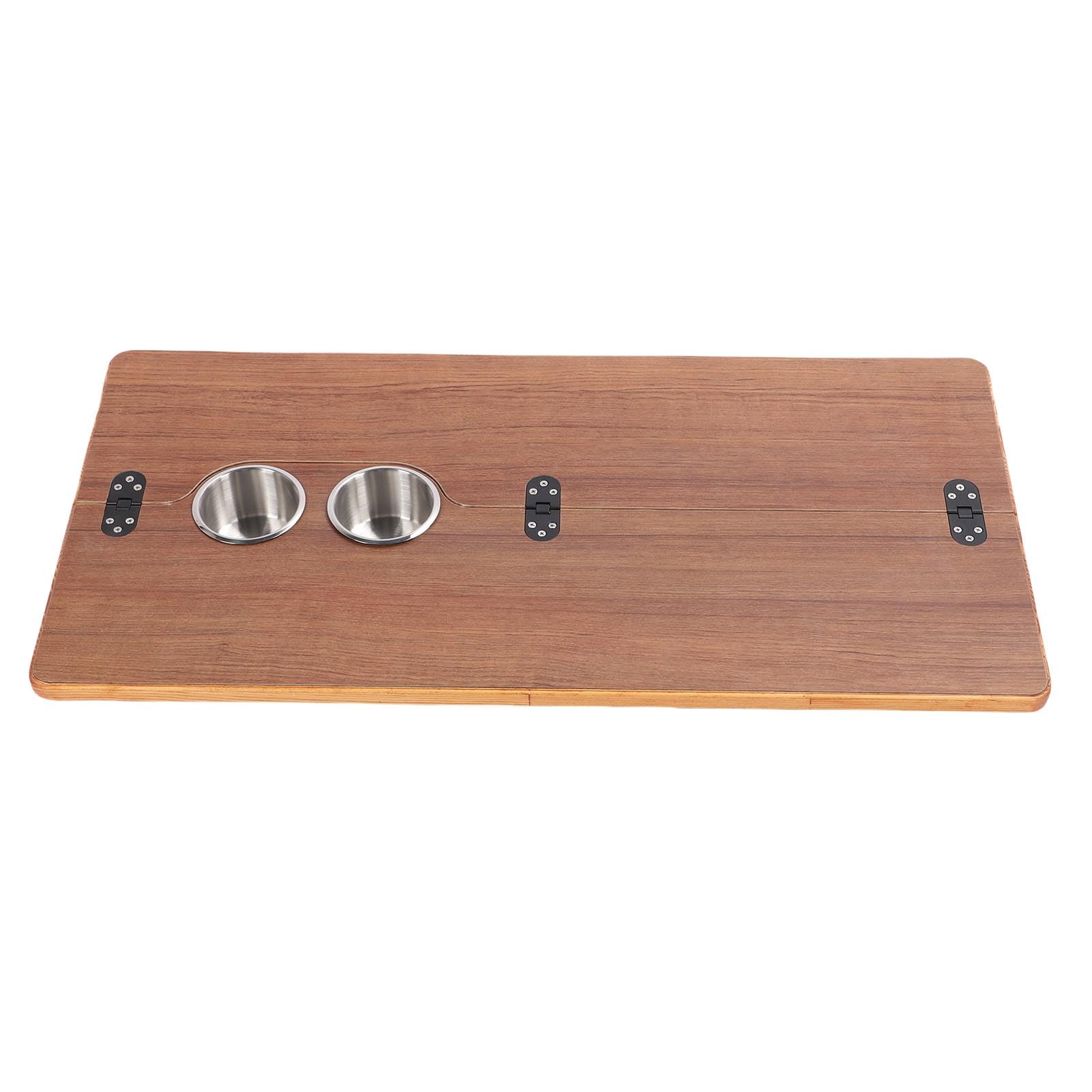 Oreilet RV -Holz -Tisch -Tisch Abnehmbarer Tisch, Falten in Halb Marinen Tischplatte Rechteck mit 2 Tasse Halter, Pontonboottisch für Anhänger Yacht Deck Essarbeit, 31.49x15.74in (Braune Holzfarbe) von Oreilet