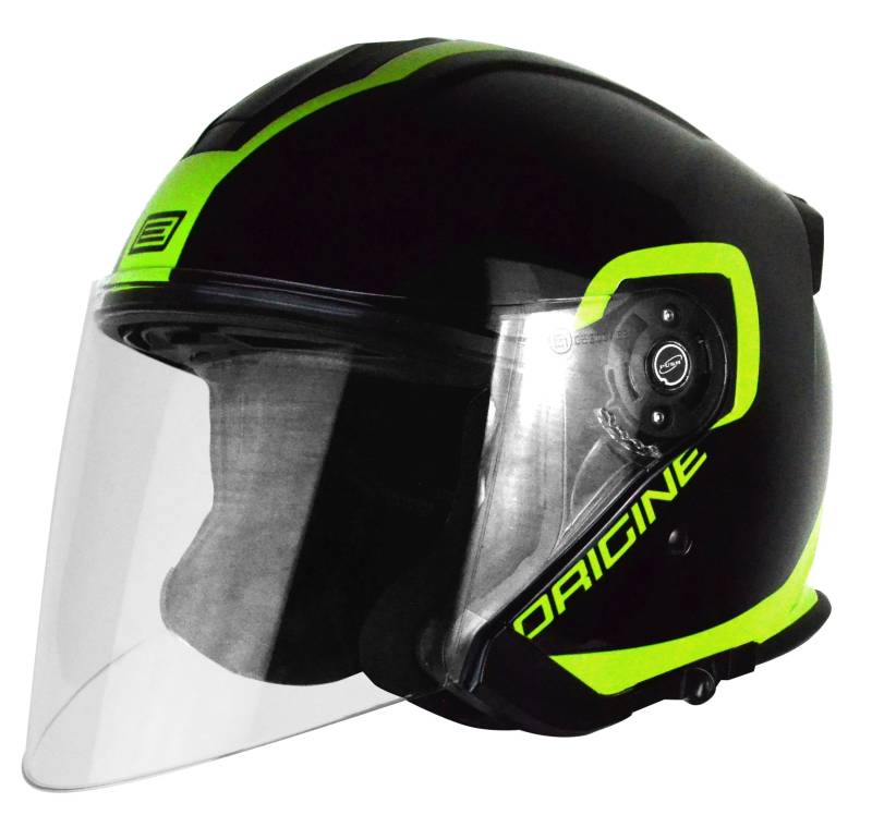 Herkunft Helmets 201586019200502 Helm Jet Palio Flow 2.0, schwarz/lime, XS von ORIGINE