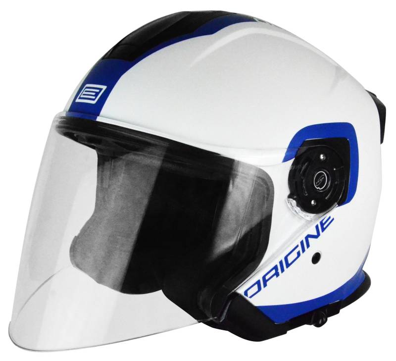 Herkunft Helmets 201586028100502 Helm Jet Palio Flow 2.0, Weiß/Blau, XS von ORIGINE