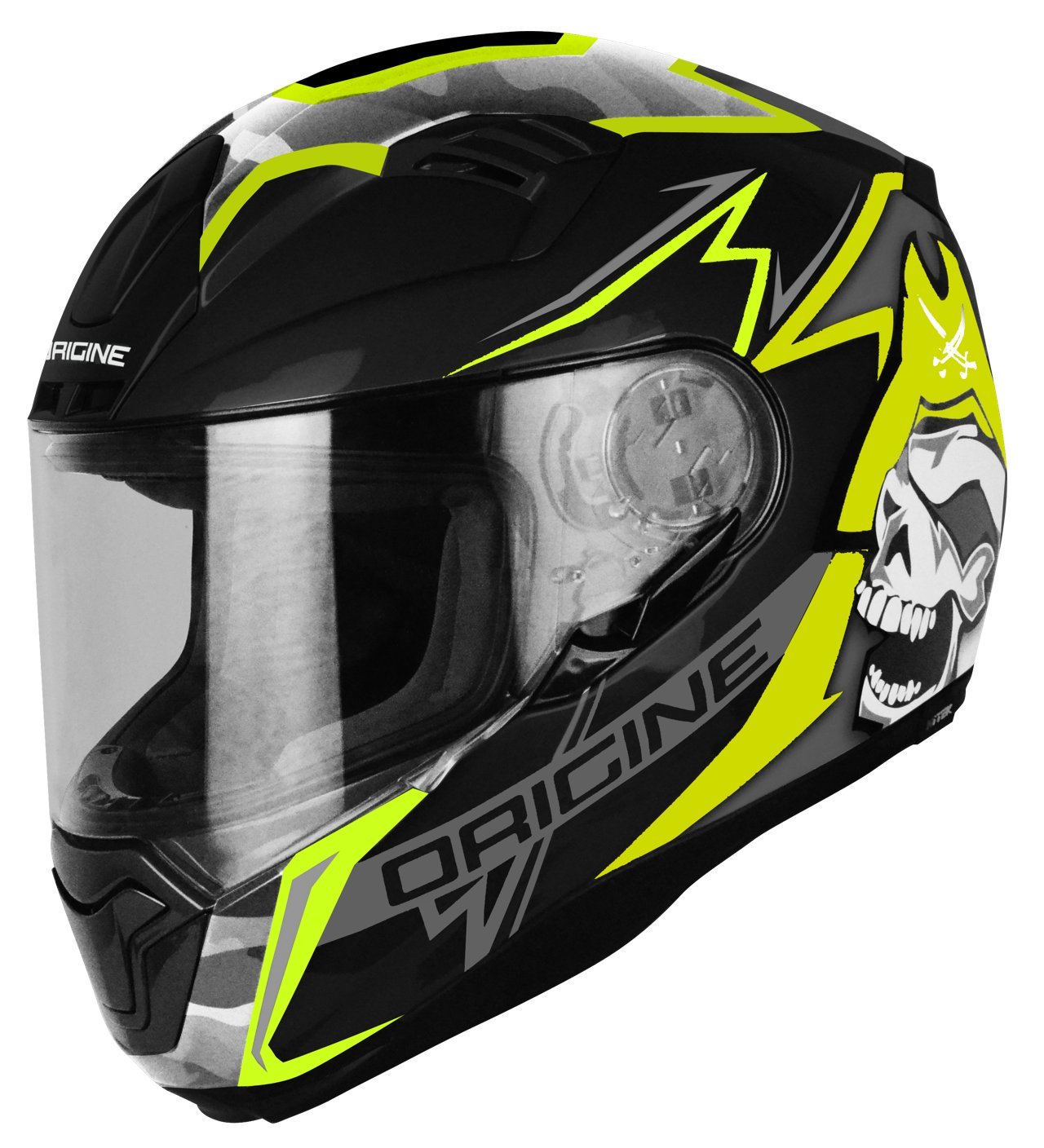 Herkunft Helmets Helm Motorrad, Schwarz/Lime, Größe S von ORIGINE