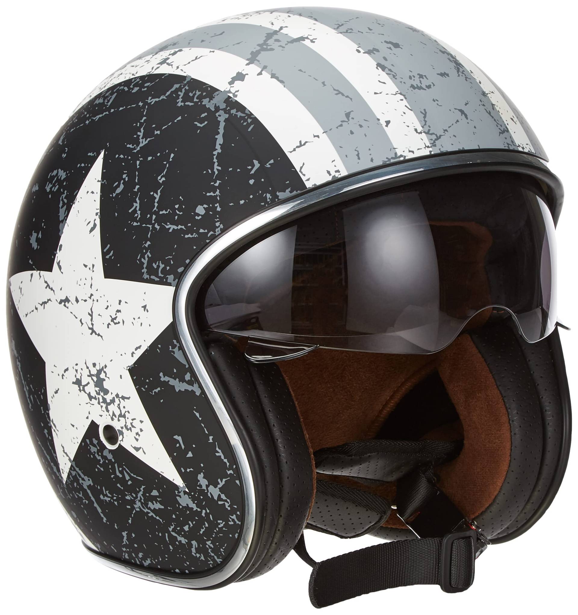 Origine helmets 202537028101803 Sprint Rebel Star Open Face Helme, White -Grey, S von ORIGINE