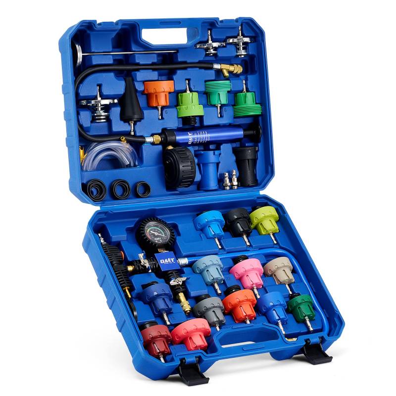 Orion Motor Tech 31tlg Kühlsystem Abdrückgerät Kühlsystemtester Kühler Abdrückgerät, farbkodiert, Kühlmittel Testkoffer zum Prüfen & Befüllen von Kühlsystemen - 2in1 Kühlmittel Prüfer von Orion Motor Tech