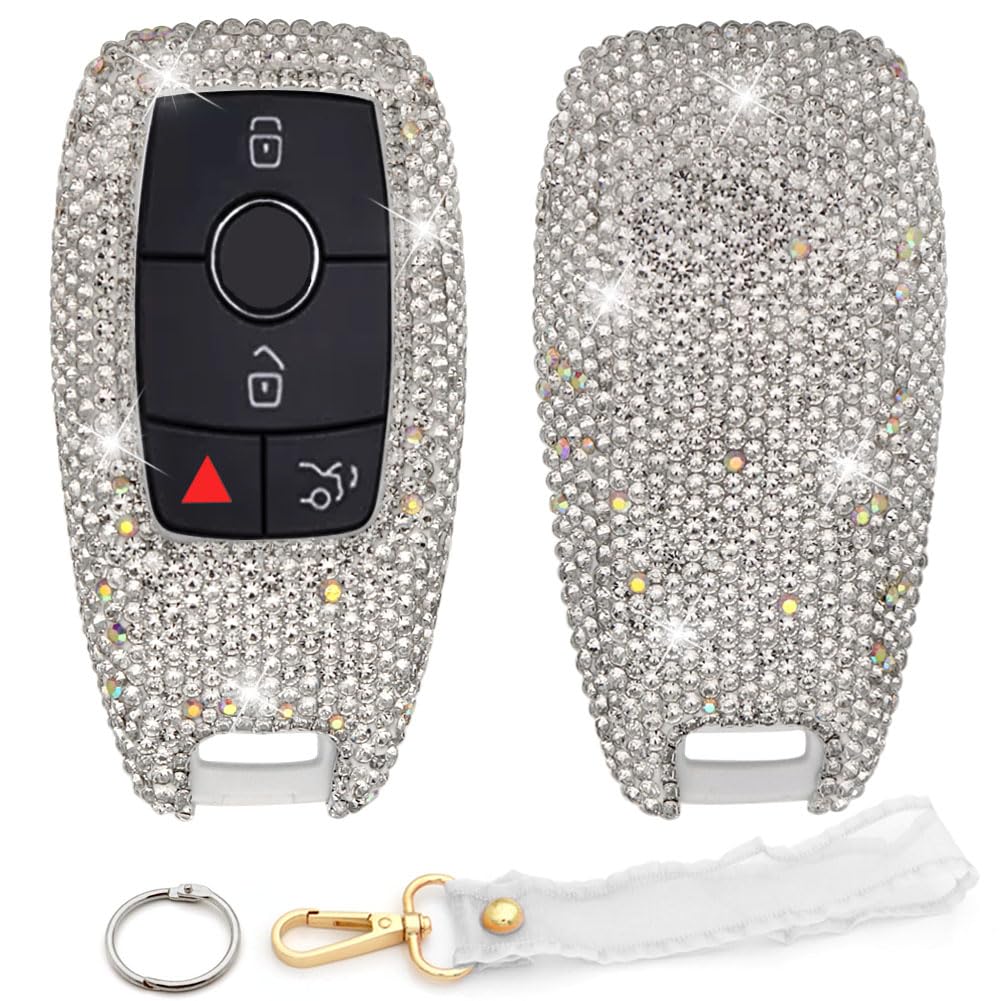 Ornater Schlüsselanhänger Cover Kompatibel mit Mercedes Benz C E S M CLS CLK GLK GLC G Klasse Bling Kristall Strass Diamant Schlüsselhülle, silber, Model A Ornater Schlüsselanhänger Cover Kompatibel mit Mercedes Benz C E S M CLS CLK GLK GLC G Klasse Bling Kristall Strass Diamant Schlüsselhülle, silber, Model A von Ornater