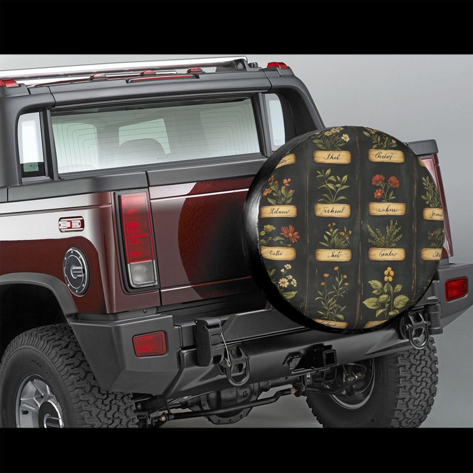 Ersatzreifenabdeckung, Radschutz, Blumen- und Pflanzenexemplare, wasserdicht, staubdicht, universelle Passform für Jeep, Anhänger, Wohnmobil, SUV, Wohnmobil, 43,2 cm (17 Zoll) von Ortydoxa