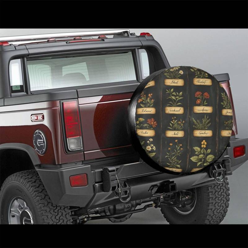 Ersatzreifenabdeckung, Radschutz, Blumen- und Pflanzenexemplare, wasserdicht, staubdicht, universelle Passform für Jeep, Anhänger, Wohnmobil, SUV, Wohnmobil, 43,2 cm (17 Zoll) von Ortydoxa