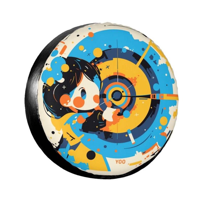 Ersatzreifenabdeckung, Radschutz, Cartoon-Mädchen-Ziel, wasserdicht, staubdicht, universelle Passform für Jeep, Anhänger, Wohnmobil, SUV, Wohnmobil, 43,2 cm (17 Zoll) von Ortydoxa