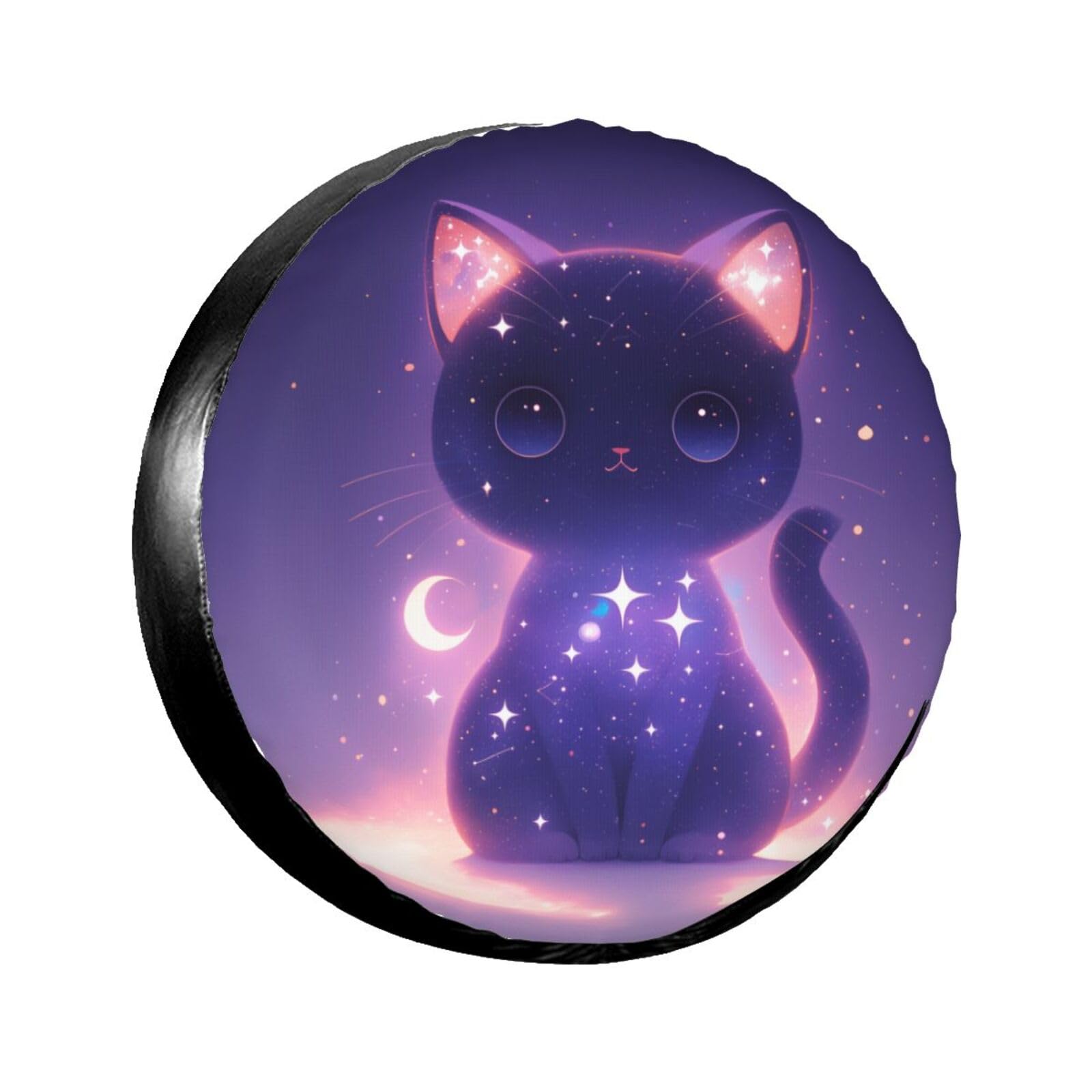 Ersatzreifenabdeckung, Radschutz, Katze, Mond, Stern, wasserdicht, staubdicht, universelle Passform für Jeep, Anhänger, Wohnmobil, SUV, Wohnmobil, Fahrzeug, 40,6 cm (16 Zoll) von Ortydoxa