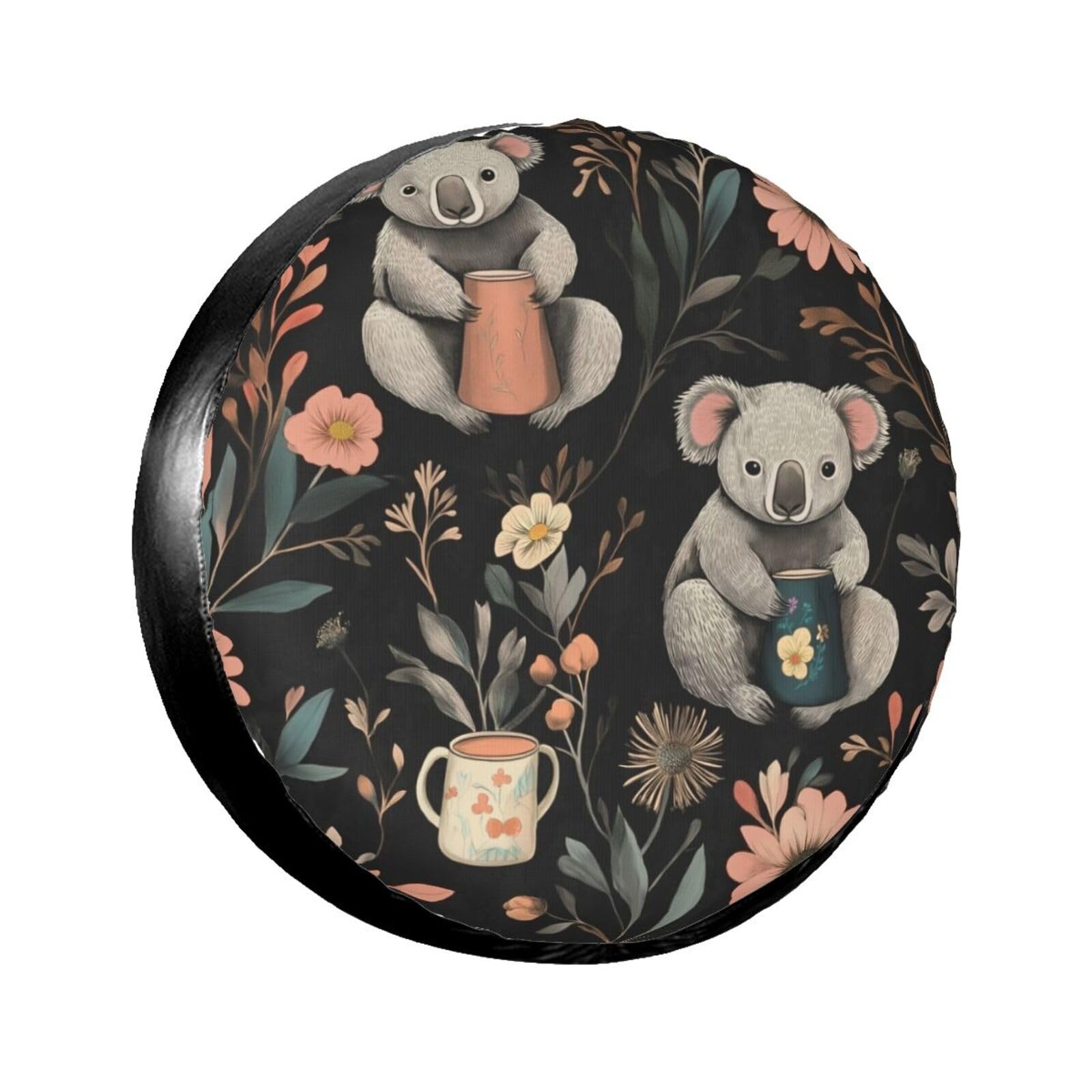 Ersatzreifenabdeckung, Radschutz, Koalas und Blumen, wasserdicht, staubdicht, universelle Passform für Jeep, Anhänger, Wohnmobil, SUV, Wohnmobil, Fahrzeug, 38,1 cm (15 Zoll) von Ortydoxa