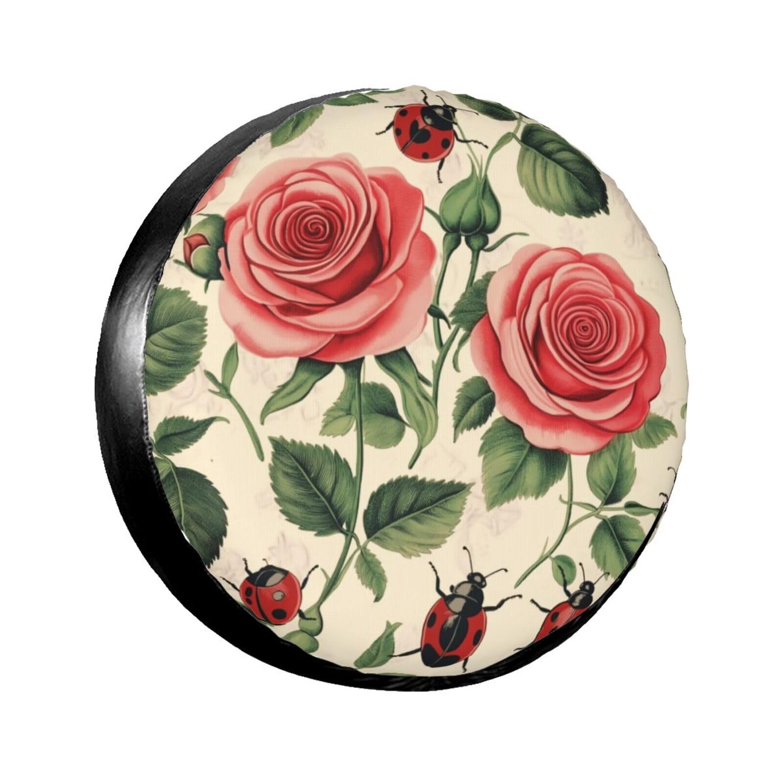 Ersatzreifenabdeckung, Radschutz, Marienkäfer-Rose, wasserdicht, staubdicht, universelle Passform für Jeep, Anhänger, Wohnmobil, SUV, Wohnmobil, Fahrzeug, 35,6 cm (14 Zoll) von Ortydoxa