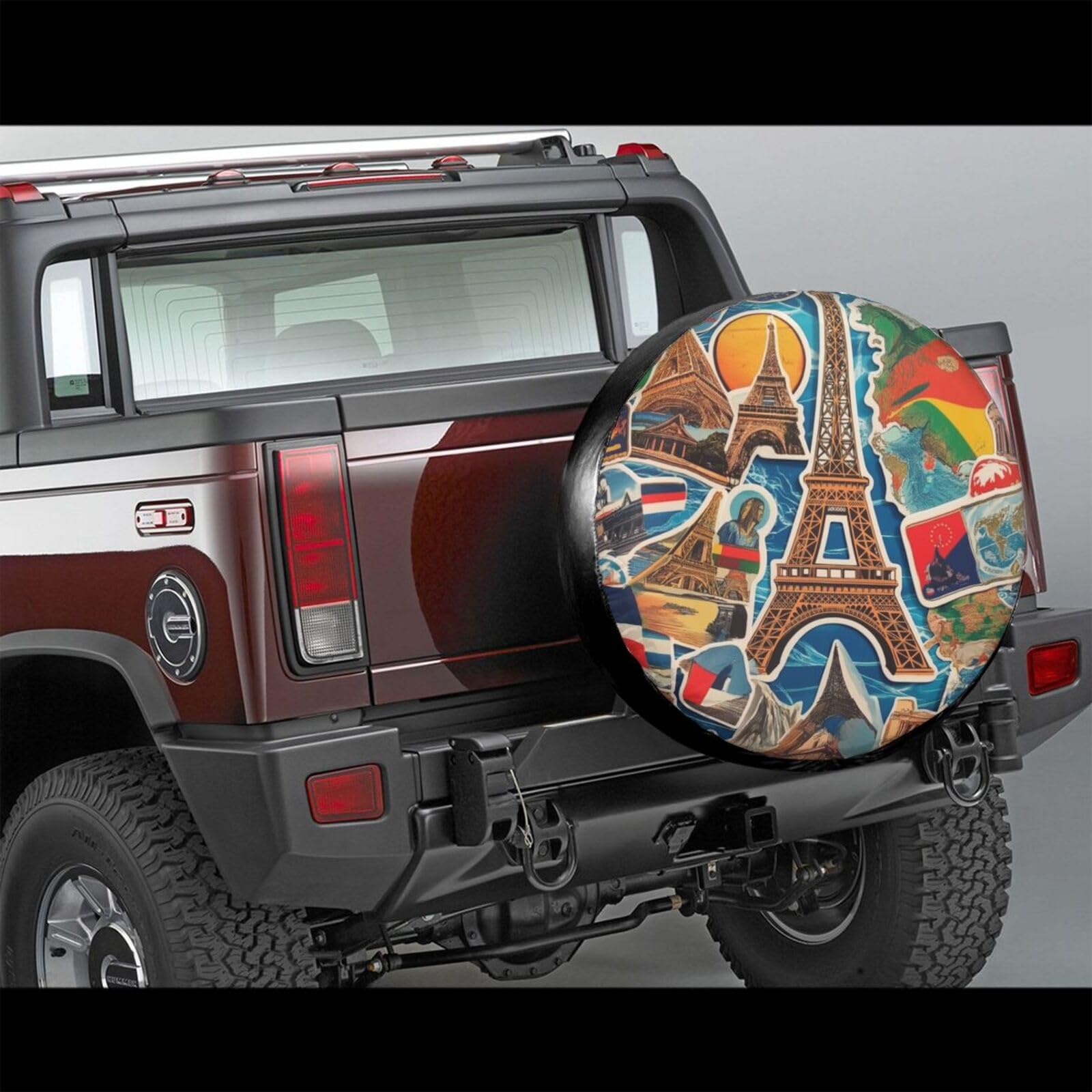 Ersatzreifenabdeckung, Radschutz, Retro-Stil, Turm, wasserdicht, staubdicht, universelle Passform für Jeep, Anhänger, Wohnmobil, SUV, Wohnmobil, 43,2 cm (17 Zoll) von Ortydoxa