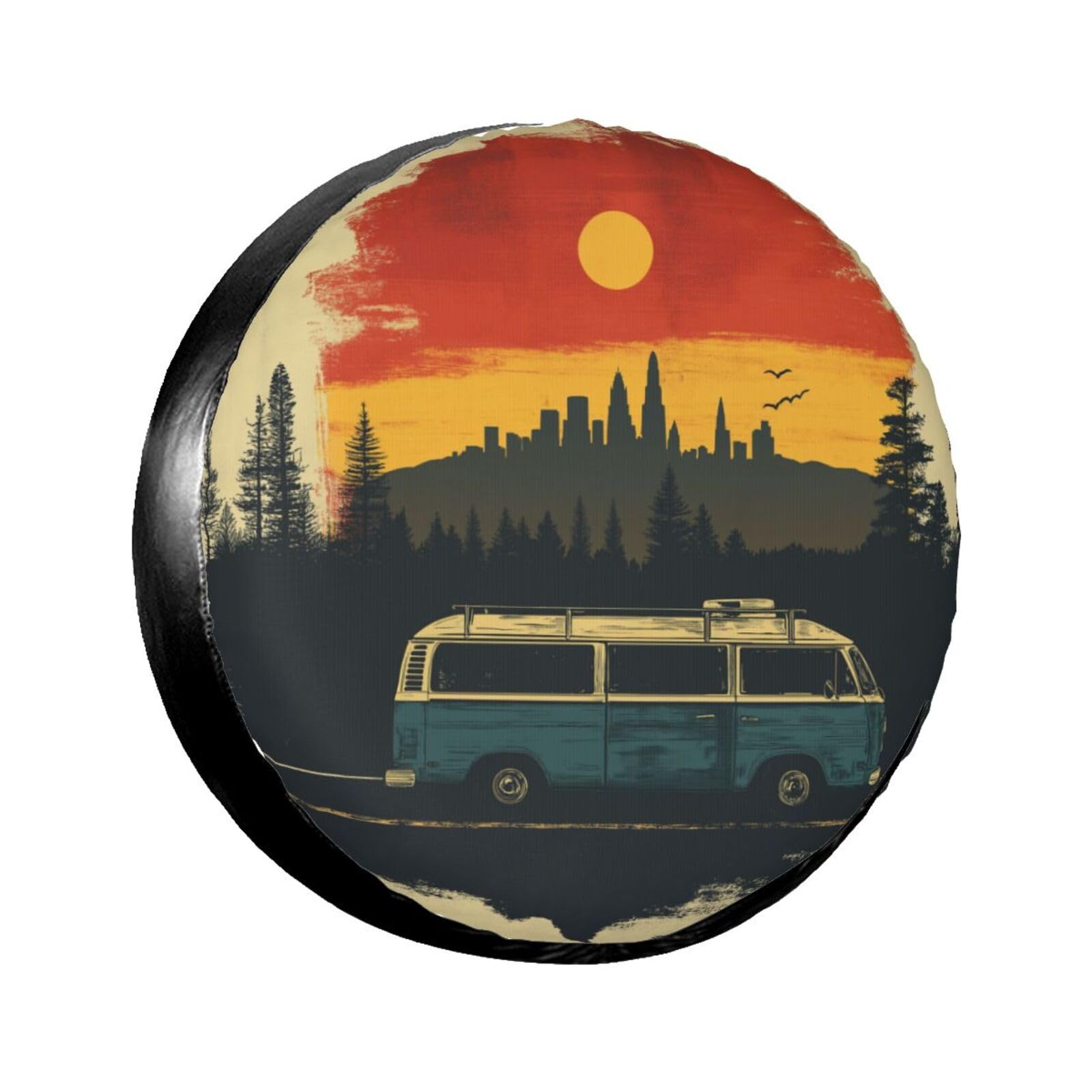 Ersatzreifenabdeckung, Radschutz, Sonnenuntergang-Bus, wasserdicht, staubdicht, universelle Passform für Jeep, Anhänger, Wohnmobil, SUV, Wohnmobil, Fahrzeug, 35,6 cm (14 Zoll) von Ortydoxa