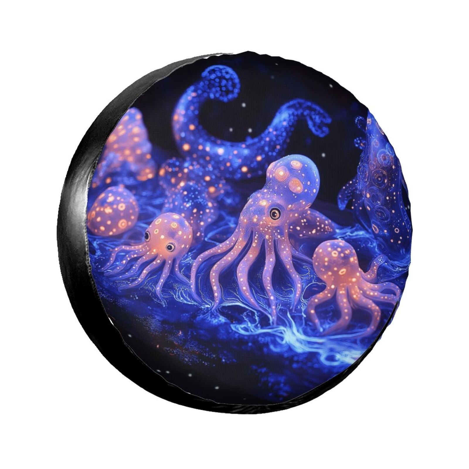 Ersatzreifenabdeckung, Radschutz, blauer Oktopus, wasserdicht, staubdicht, universelle Passform für Jeep, Anhänger, Wohnmobil, SUV, Wohnmobil, 43,2 cm (17 Zoll) von Ortydoxa