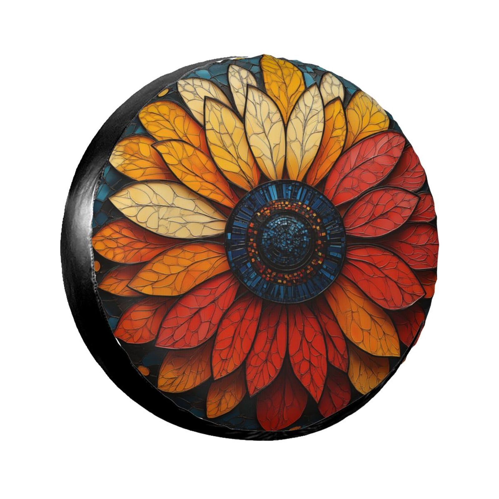 Ersatzreifenabdeckung, Radschutz, bunte Sonnenblume, wasserdicht, staubdicht, universelle Passform für Jeep, Anhänger, Wohnmobil, SUV, Wohnmobil, Fahrzeug, 43,2 cm (17 Zoll) von Ortydoxa