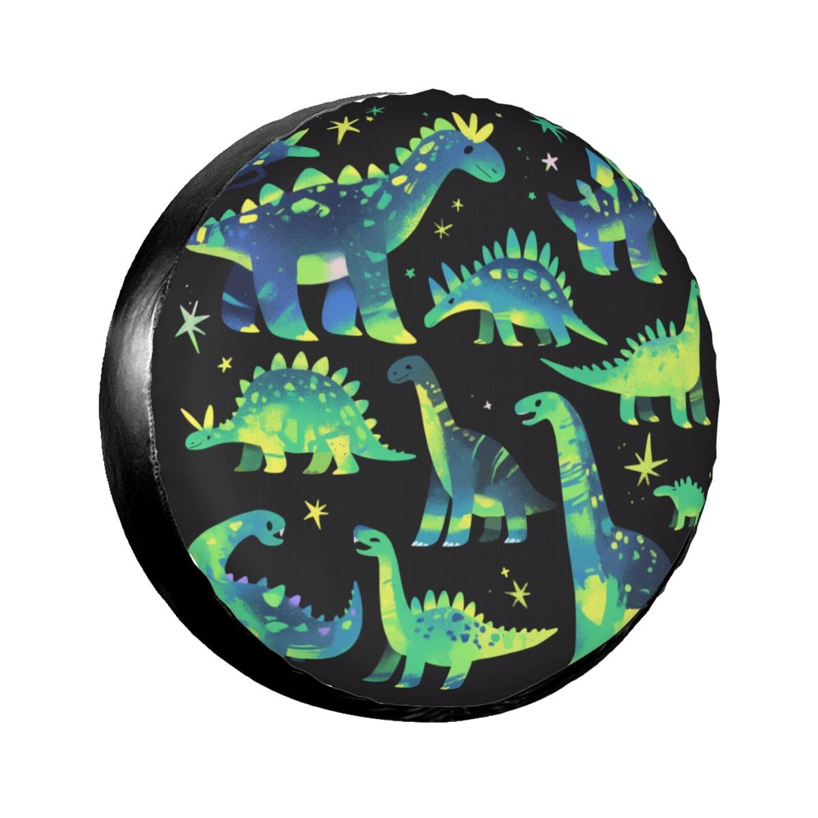 Ersatzreifenabdeckung, Radschutz, grüner Cartoon-Dinosaurier, wasserdicht, staubdicht, universelle Passform für Jeep, Anhänger, Wohnmobil, SUV, Wohnmobil, 43,2 cm (17 Zoll) von Ortydoxa