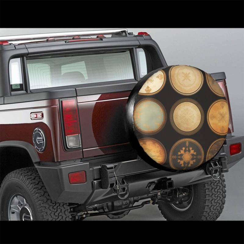 Ersatzreifenabdeckung, Radschutz, neun kreisförmige Symbole, wasserdicht, staubdicht, universelle Passform für Jeep, Anhänger, Wohnmobil, SUV, Wohnmobil, 43,2 cm (17 Zoll) von Ortydoxa