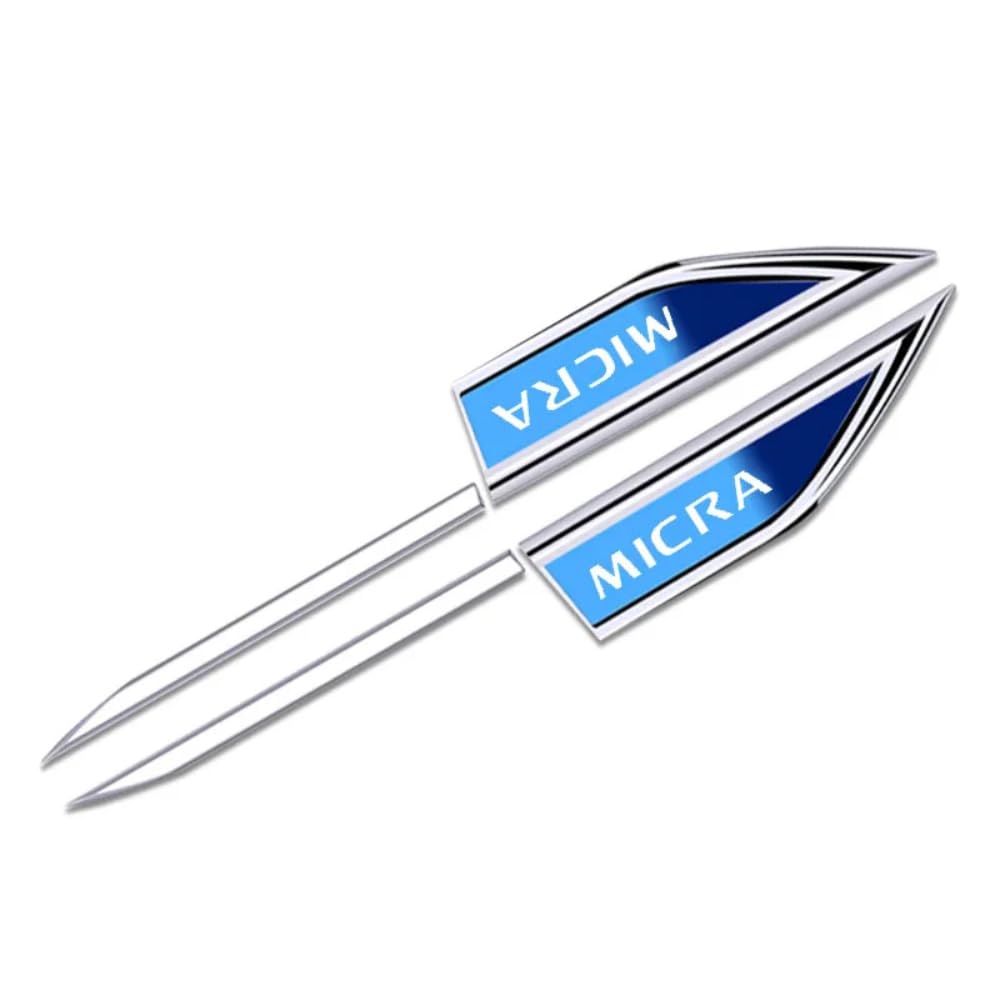 2PCS Auto Metall Logo Embleme Seitenmesser Aufkleber, Für NIS-san MICRA Abzeichen Stickers Decals Car Styling Dekorative Zubehör,B/Blue von OscitY
