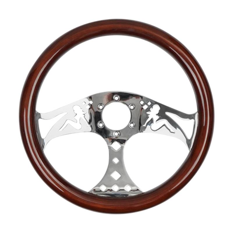 Oshhni Auto-Lenkung Lenkrad 380 mm Holz Ersatz Praktische Aluminiumlegierung Klassischer Komfortabler Griff von Oshhni