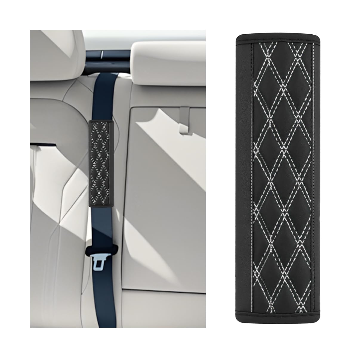 Osilly 2 x Auto-Sicherheitsgurt-Bezug, Leder-Sicherheitsgurt-Nacken-Schulterschutzpolster, Auto-Innen-Sitzgurt-Geschirr, Zubehör, universell für SUV, Limousine, LKW (weiß) von Osilly
