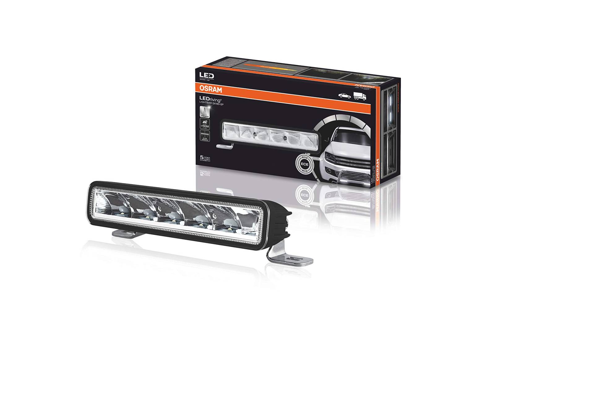 OSRAM LIGHTBAR SX180-SP, LED Zusatzscheinwerfer für Fernlicht, Spot, 1300 Lumen, Lichtstrahl bis zu 190 m, LED Arbeitsscheinwerfer, ECE Zulassung LEDDL105-SP Schwarz von Osram