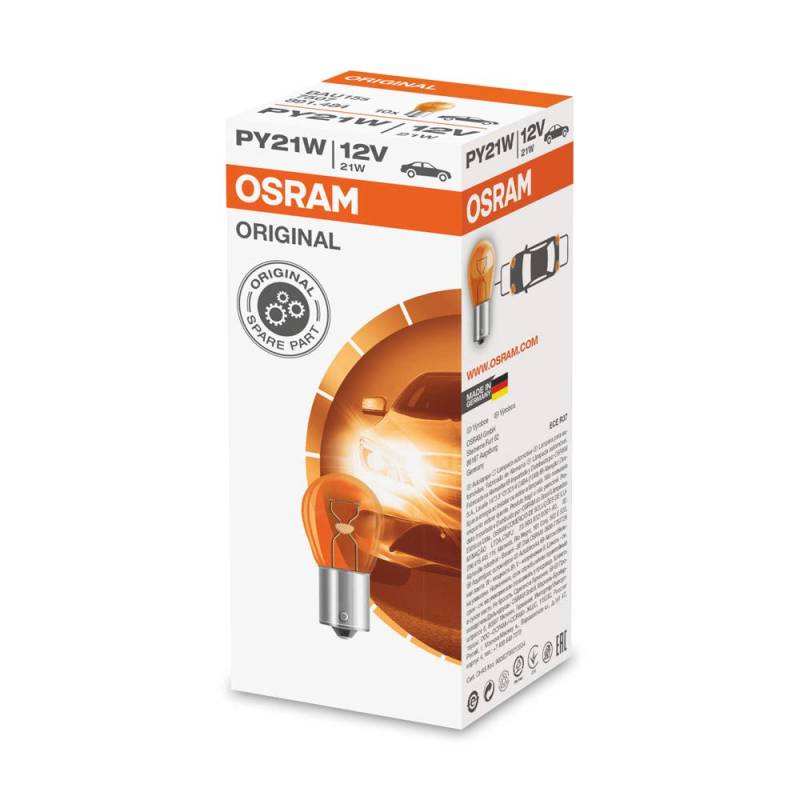 10 x Osram 581 PY21W BAU15S Bernsteinfarbene Blinkerbirne 12 V 21 W 7507 von Osram