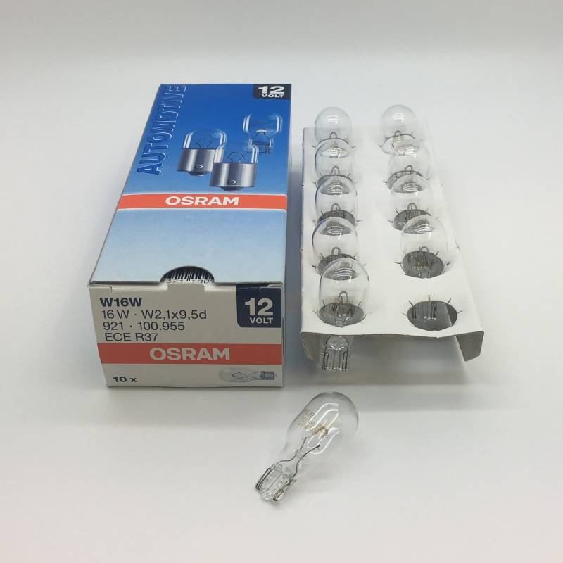 10 x Osram 921 W16 W Leuchtmittel 955 12 V 16 W – Bremse, Schwanz, Blinker, Reverse, Bremslicht von Osram