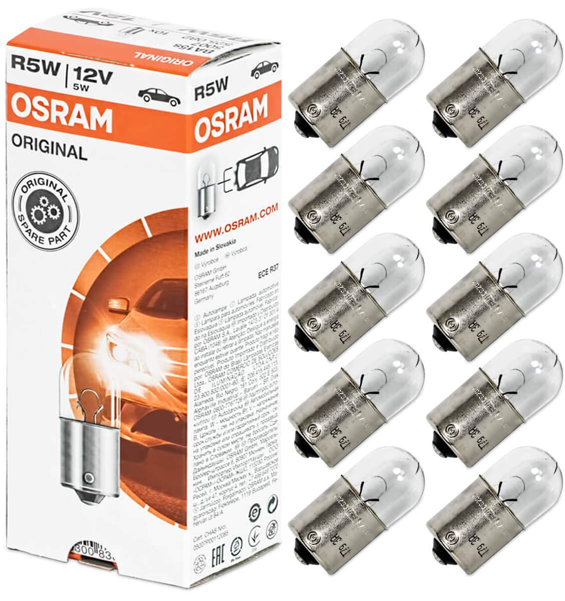 OSRAM ORIGINAL R5W Halogen, Schluss-, Kennzeichen-, Park- und Positionslicht, 5007, 12V PKW, Faltschachtel (10 Stück) OSRAM ORIGINAL R5W Halogen, Schluss-, Kennzeichen-, Park- und Positionslicht, 5007, 12V PKW, Faltschachtel (10 Stück) von Osram