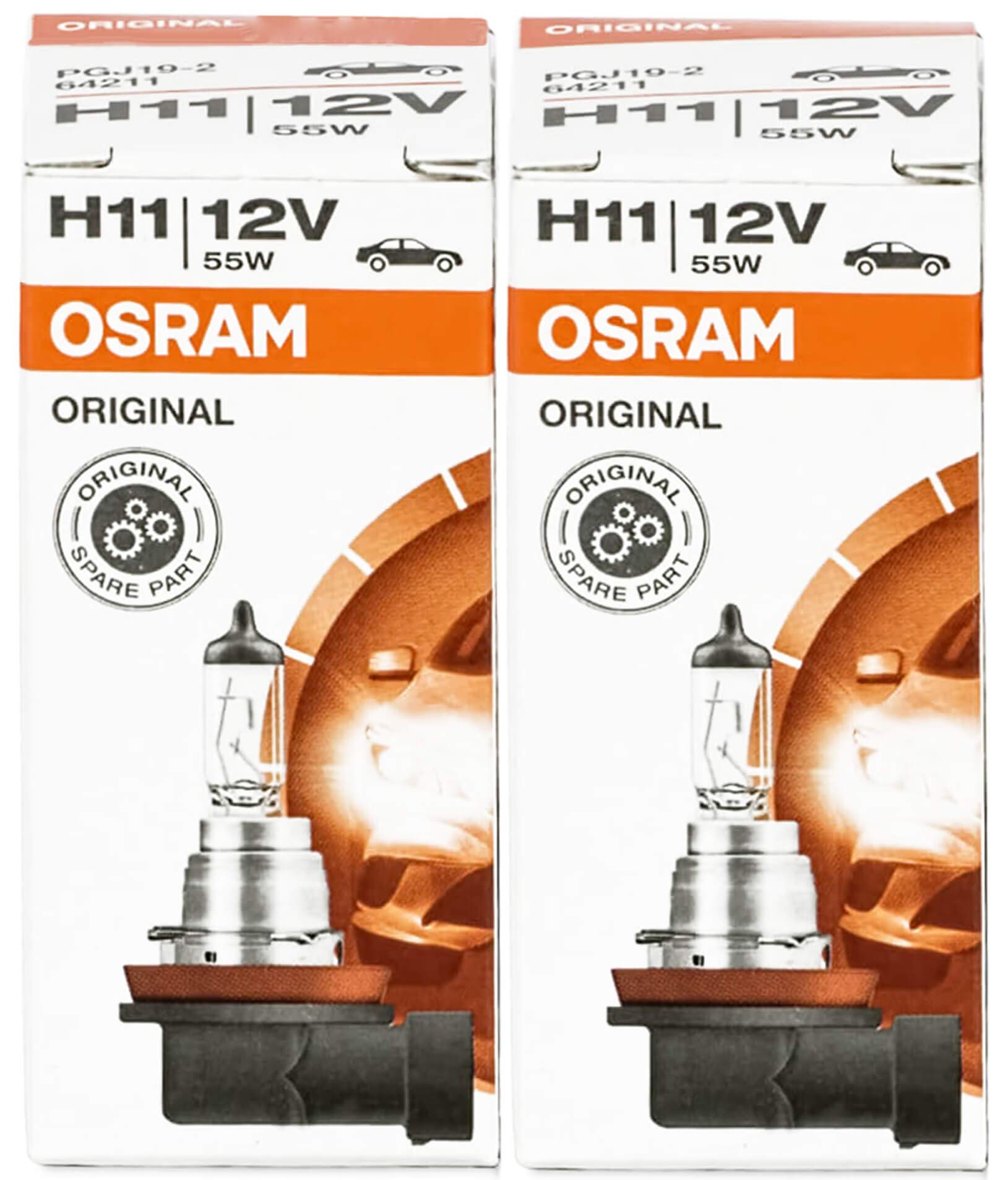 Osram 324537 64211 H11 55 W Autolampen Halogen-Leuchtmittel birne abblendlicht Lampen Lampe Autolampe Scheinwerferlampe 2 Stück von Osram