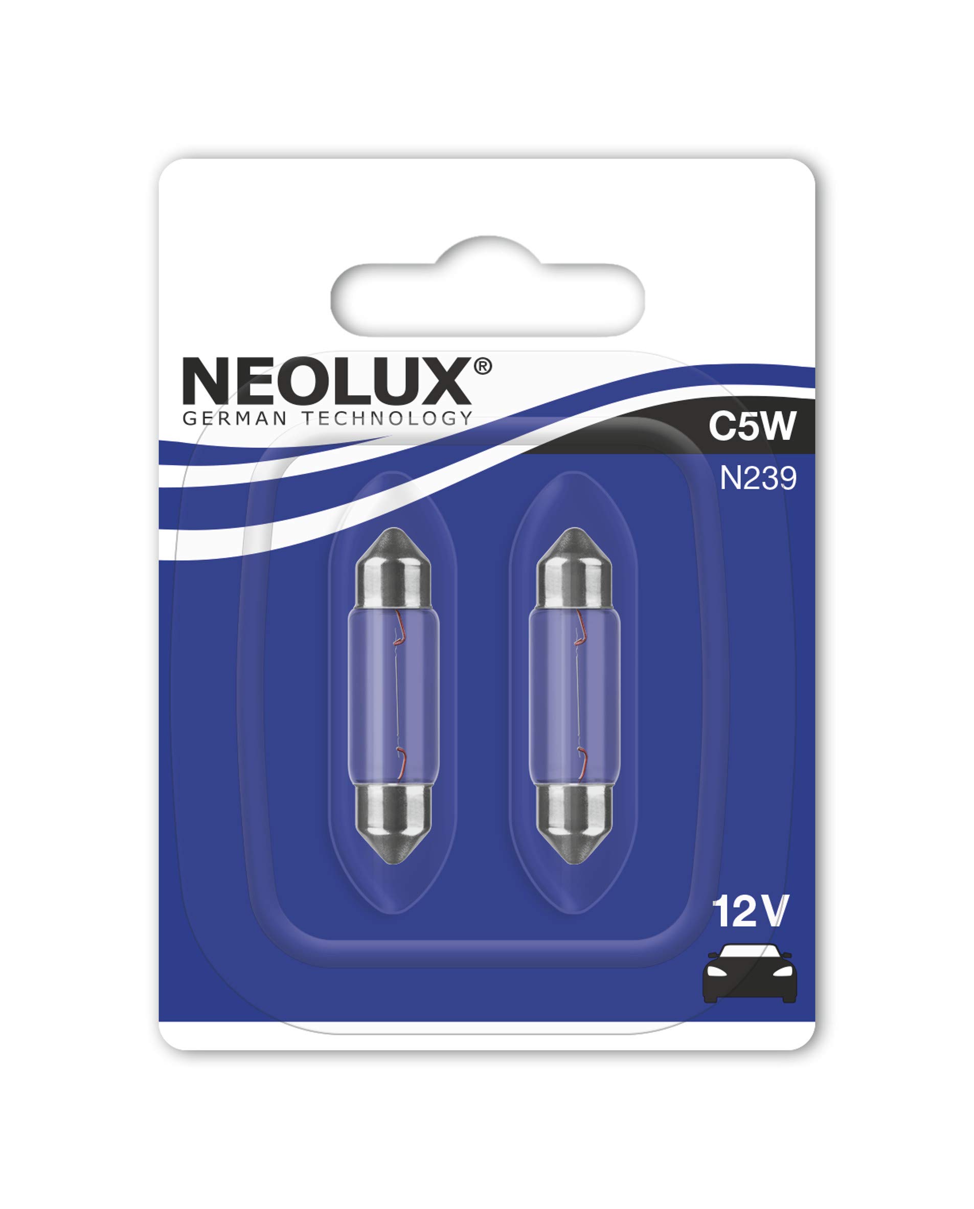 Osram N239-02B Neolux N239 Soffitten Leuchtmittel Standard C5W 5W 12V, 5 W, 2 Stück von NEOLUX