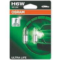 Glühlampe OSRAM H6W Ultra Life 12V/6W, 2 Stück von Osram