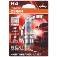 Glühlampe Halogen OSRAM H4 Night Breaker Laser 12V, 60/55W, 1 Stück von Osram