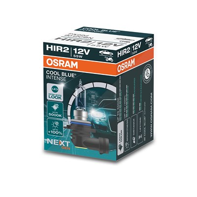 Osram HIR2 COOL BLUE® INTENSE Glühlampe (Next Gen) Faltschachtel [Hersteller-Nr. 9012CBN] für Chevrolet, Chrysler, Dodge, Fiat, Ford, Hyundai, Jaguar, von Osram