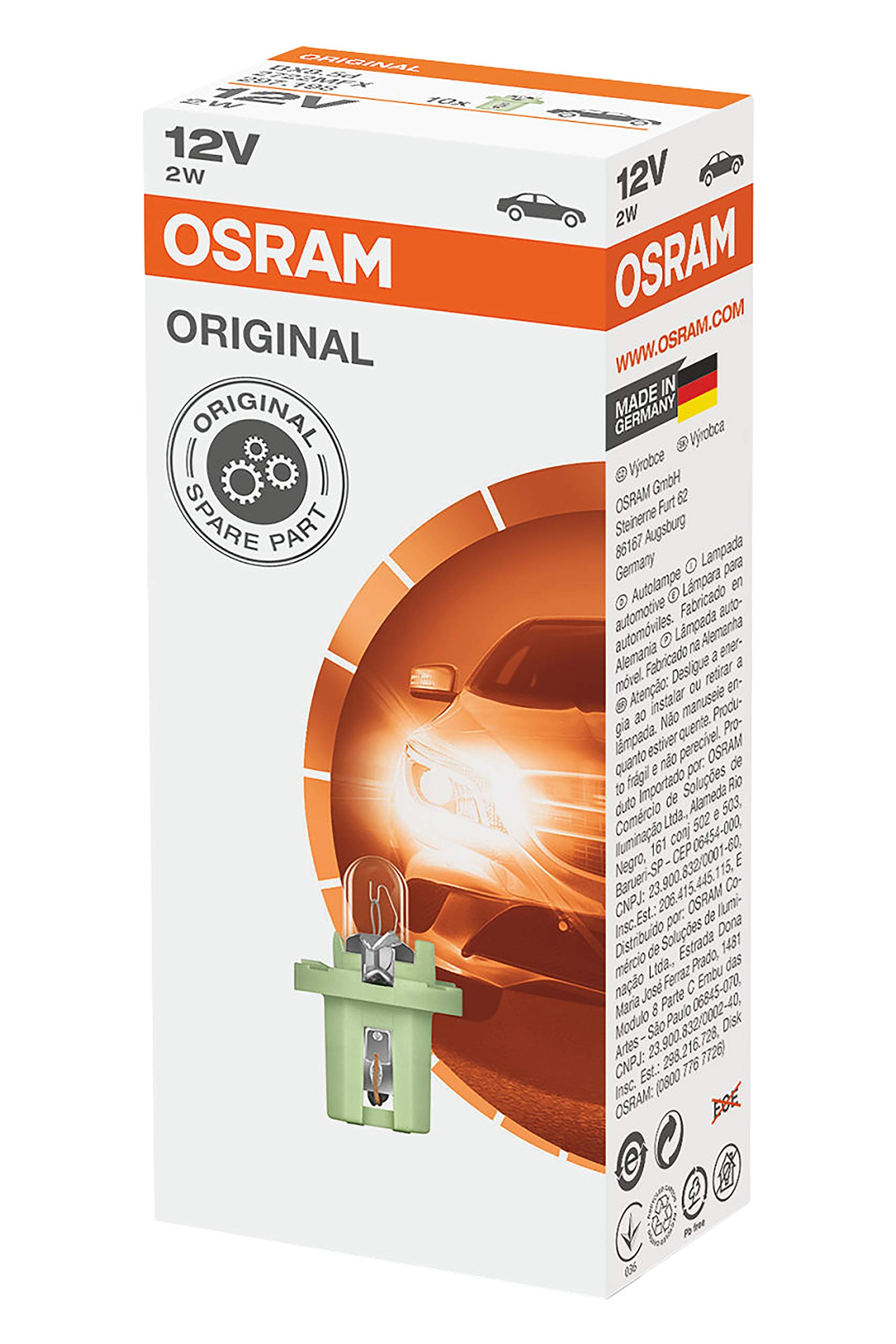 Osram 2722MFX ORIGINAL Leiterplatteneinbau, Sockel BX8.5d, 12V, 2W, 1 Lampe Osram 2722MFX ORIGINAL Leiterplatteneinbau, Sockel BX8.5d, 12V, 2W, 1 Lampe von Osram