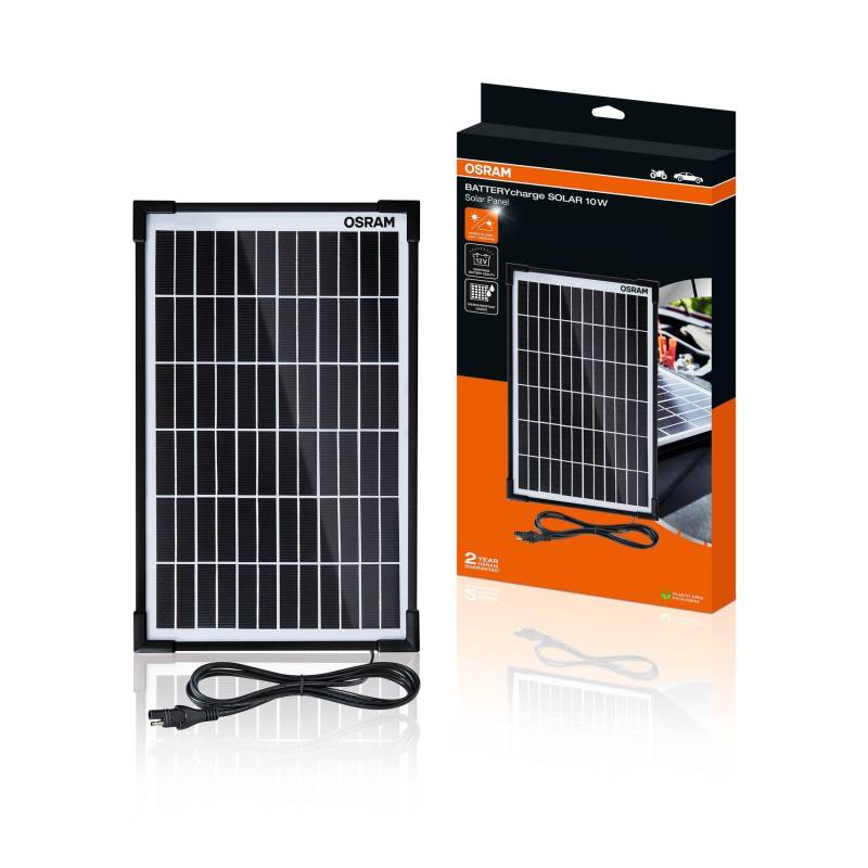 OSRAM BATTERYcharge SOLAR 10W, Solar-Batteriewartungsgerät, 12V Batterieladung, Black von Osram