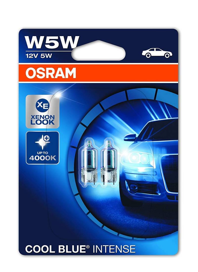 Osram Cool Blue Intense Kennzeichenbeleuchtung W5W, 2825HCBI-02B, 12V, Doppelblister , 2 Stück (1er Pack) von Osram