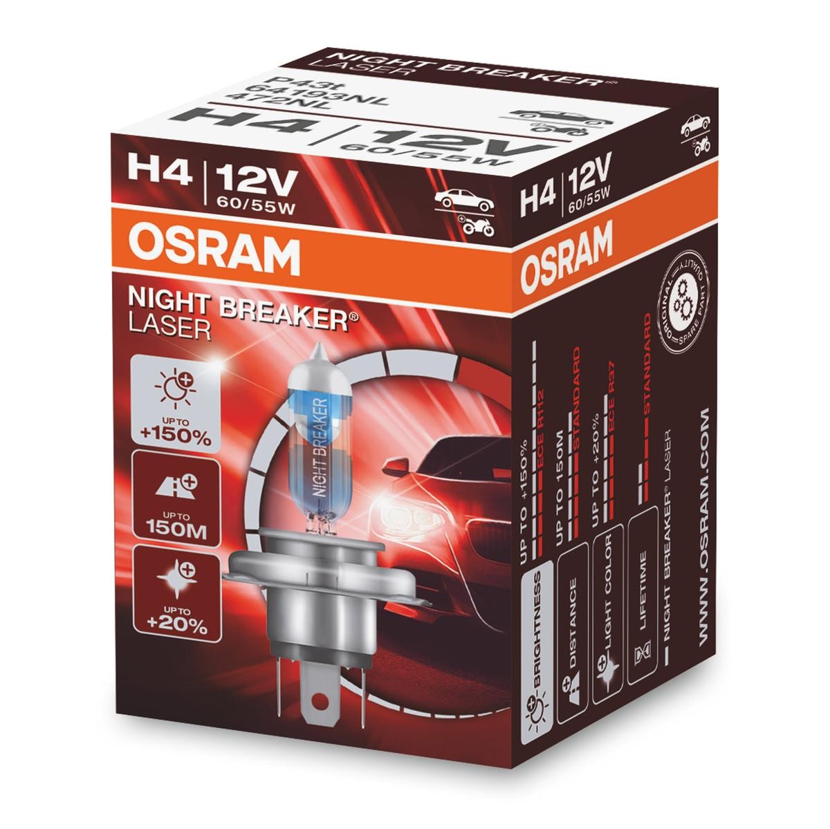 OSRAM Glühlampe, Fernscheinwerfer VW,AUDI,MERCEDES-BENZ 64193NL von Osram
