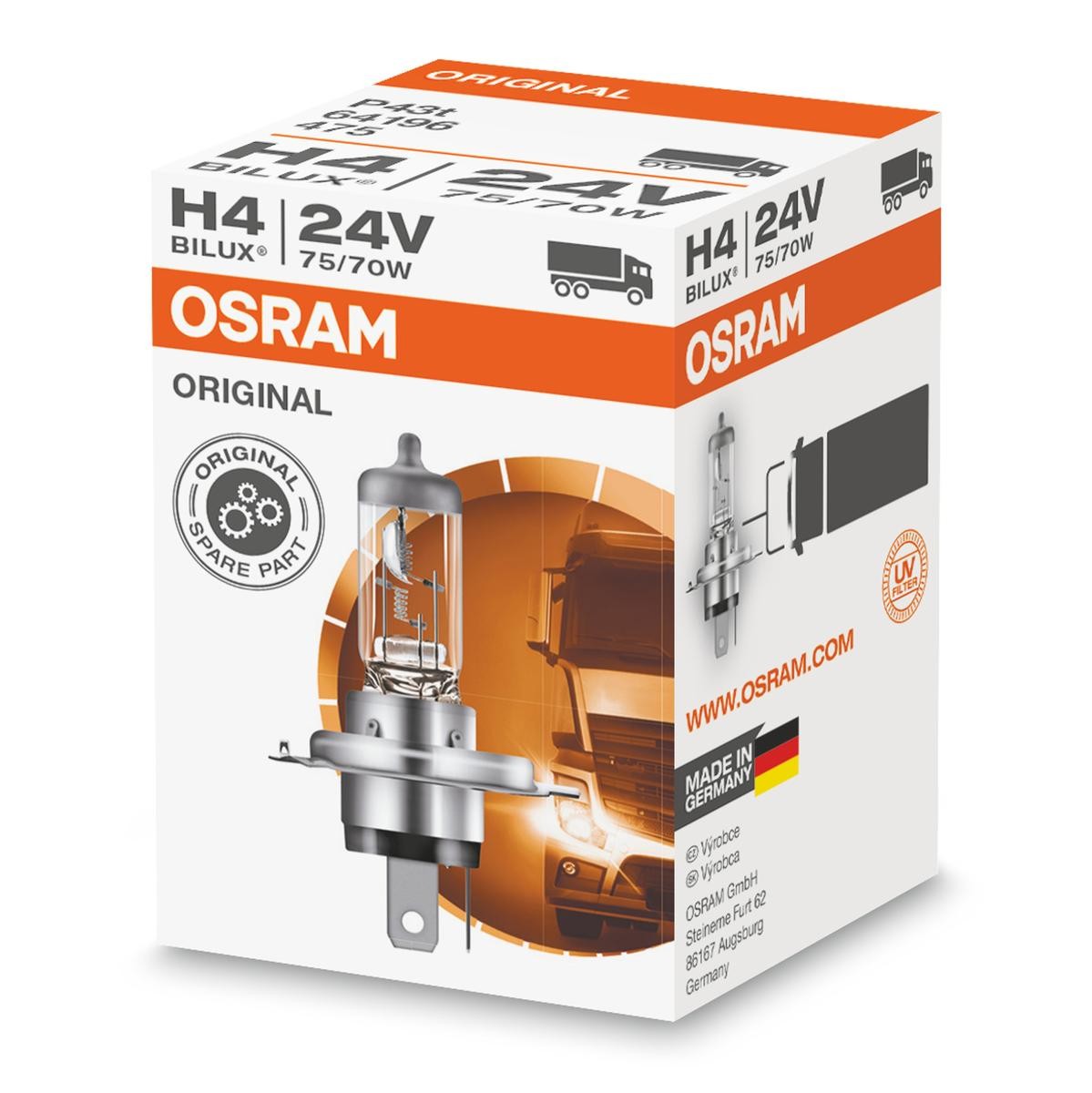 OSRAM Glühlampe, Fernscheinwerfer VW,MERCEDES-BENZ,VOLVO 64196 von Osram