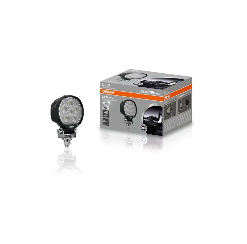 OSRAM LEDriving Round WL VX100-WD, LEDWL106-WD, OFF ROAD, LED Arbeitsscheinwerfer, 2000 Lumen, Lichtstrahl bis zu 54 m, 12V/24V, Faltschachtel (1 Lampe) von Osram