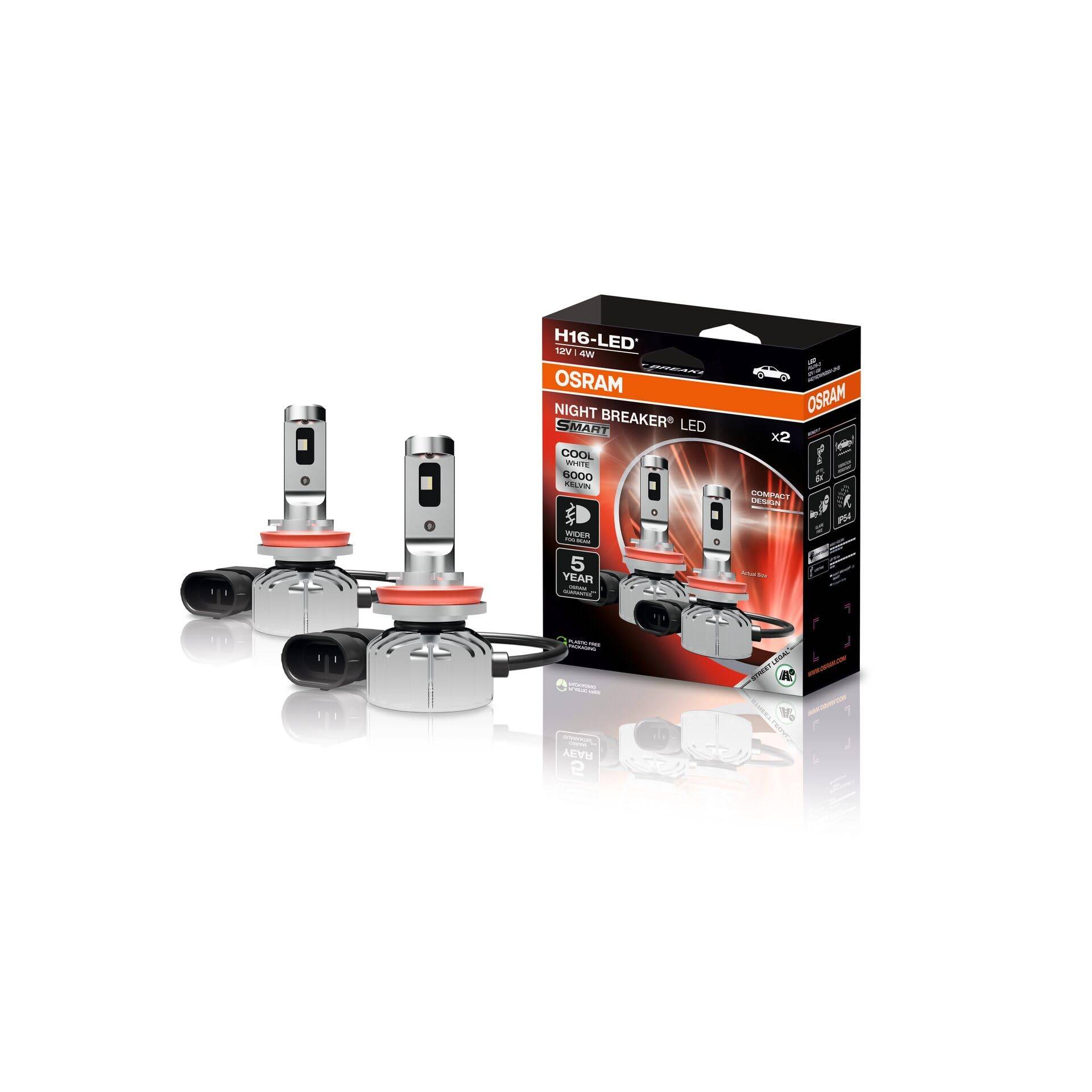 Osram NIGHT BREAKER LED SMART H16; LED-Nebelscheinwerfer mit Straßenzulassung; breiterer Nebellichtstrahl; 6000K; 2 Lampen Osram NIGHT BREAKER LED SMART H16; LED-Nebelscheinwerfer mit Straßenzulassung; breiterer Nebellichtstrahl; 6000K; 2 Lampen von Osram