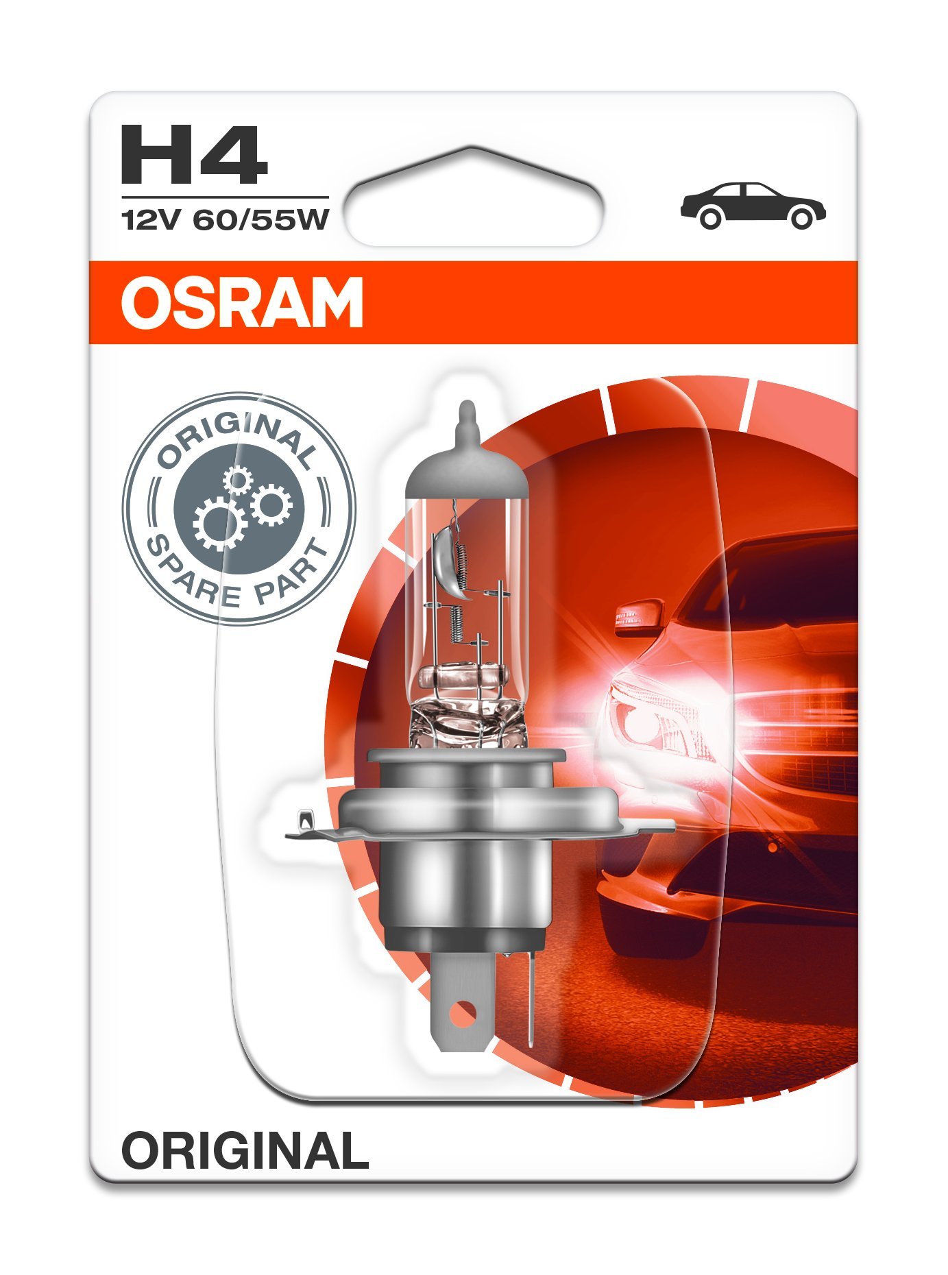 Osram ORIGINAL H4, Halogen-Scheinwerferlampe, 64193-01B, 12V PKW, Einzelblister (1 Stück) von Osram