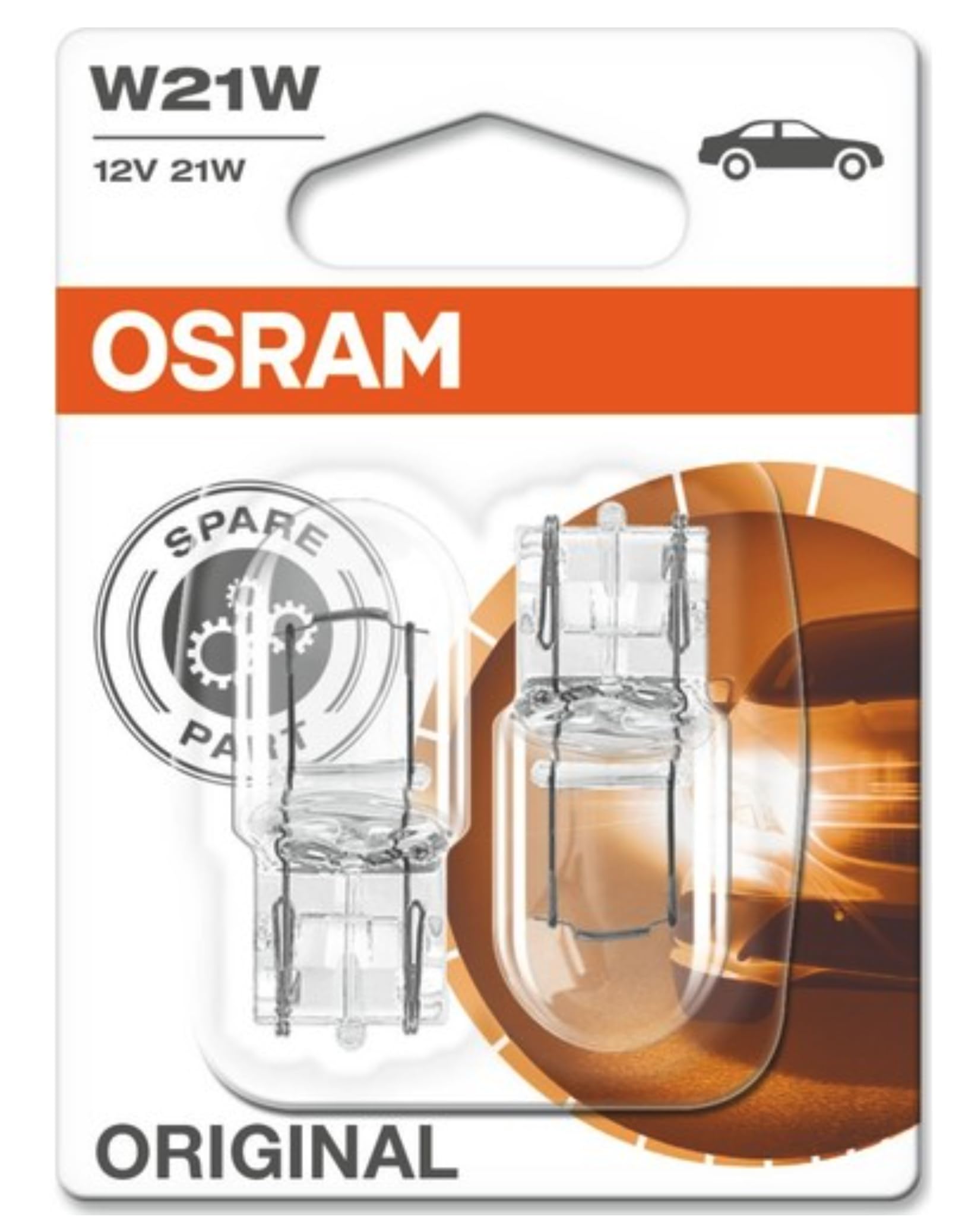 OSRAM ORIGINAL W21W Halogen, Nebelschluss-/Brems-/Schluss- und Rückfahrlicht, Blinker hinten /vorne, 7505-02B, 12V PKW, Doppelblister (2 Stück) von Osram