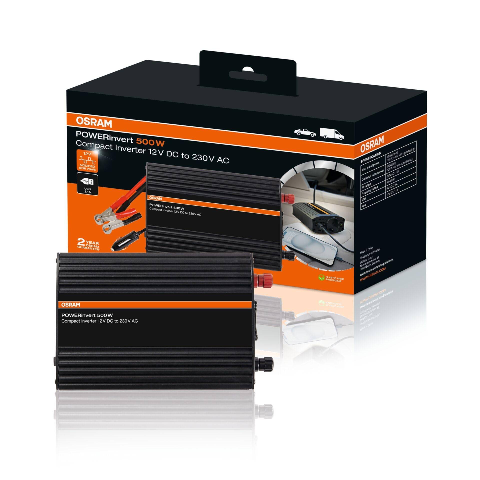 OSRAM POWERinvert Modifizierter Sinus-Wechselrichter 12V DC 500W, OEINVU500, powerbank, für netzunabhängige Strombedürfnisse OSRAM POWERinvert Modifizierter Sinus-Wechselrichter 12V DC 500W, OEINVU500, powerbank, für netzunabhängige Strombedürfnisse von Osram
