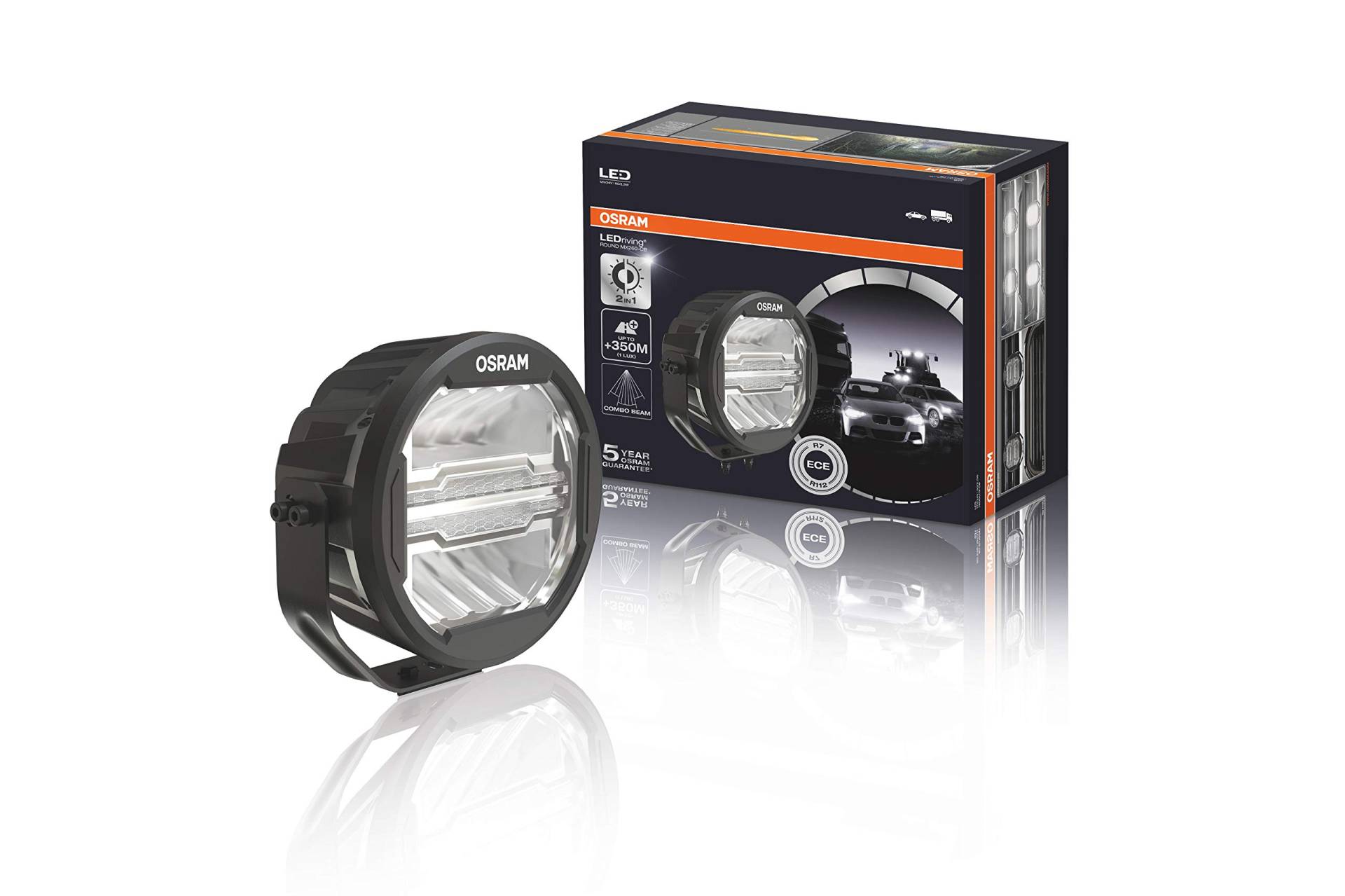 OSRAM ROUND MX260-CB, LED Zusatzscheinwerfer für Nah- und Fernlicht, Combo, 3500 Lumen, Lichtstrahl bis zu 350 m, LED Arbeitsscheinwerfer mit Standlicht, ECE Zulassung, LEDDL112-CB OSRAM ROUND MX260-CB, LED Zusatzscheinwerfer für Nah- und Fernlicht, Combo, 3500 Lumen, Lichtstrahl bis zu 350 m, LED Arbeitsscheinwerfer mit Standlicht, ECE Zulassung, LEDDL112-CB von Osram
