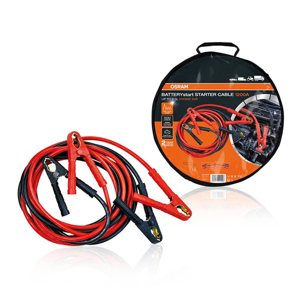Osram OSC500A Starter Cable, Starthilfekabel Für Benzin und Dieselmotoren, 12/24V, Überbrückungskabel Für 9,5 L Motoren, Kupferbeschichtetes Aluminium, 5 m, Standard, 1200A Osram OSC500A Starter Cable, Starthilfekabel Für Benzin und Dieselmotoren, 12/24V, Überbrückungskabel Für 9,5 L Motoren, Kupferbeschichtetes Aluminium, 5 m, Standard, 1200A von Osram