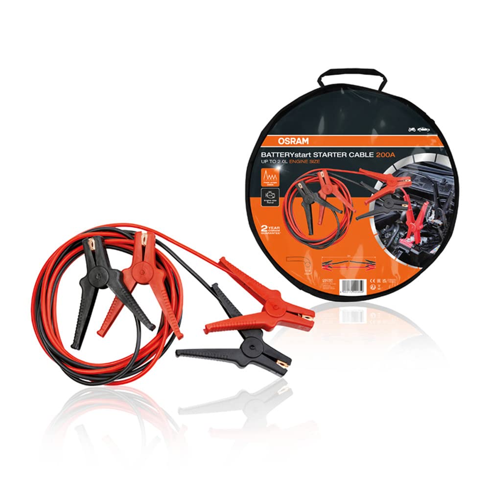 OSRAM STARTER CABLE 200A, Starthilfekabel für Benzinmotoren, 6/12V, OSC101, Überbrückungskabel für ≤2,0L Motoren, kupferbeschichtetes Aluminium, 3m OSRAM STARTER CABLE 200A, Starthilfekabel für Benzinmotoren, 6/12V, OSC101, Überbrückungskabel für ≤2,0L Motoren, kupferbeschichtetes Aluminium, 3m von Osram