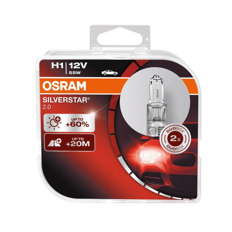 Osram Silverstar 2.0 Halogen Birnen - H1 - 12V/55W - Satz à 2 Stück von Osram