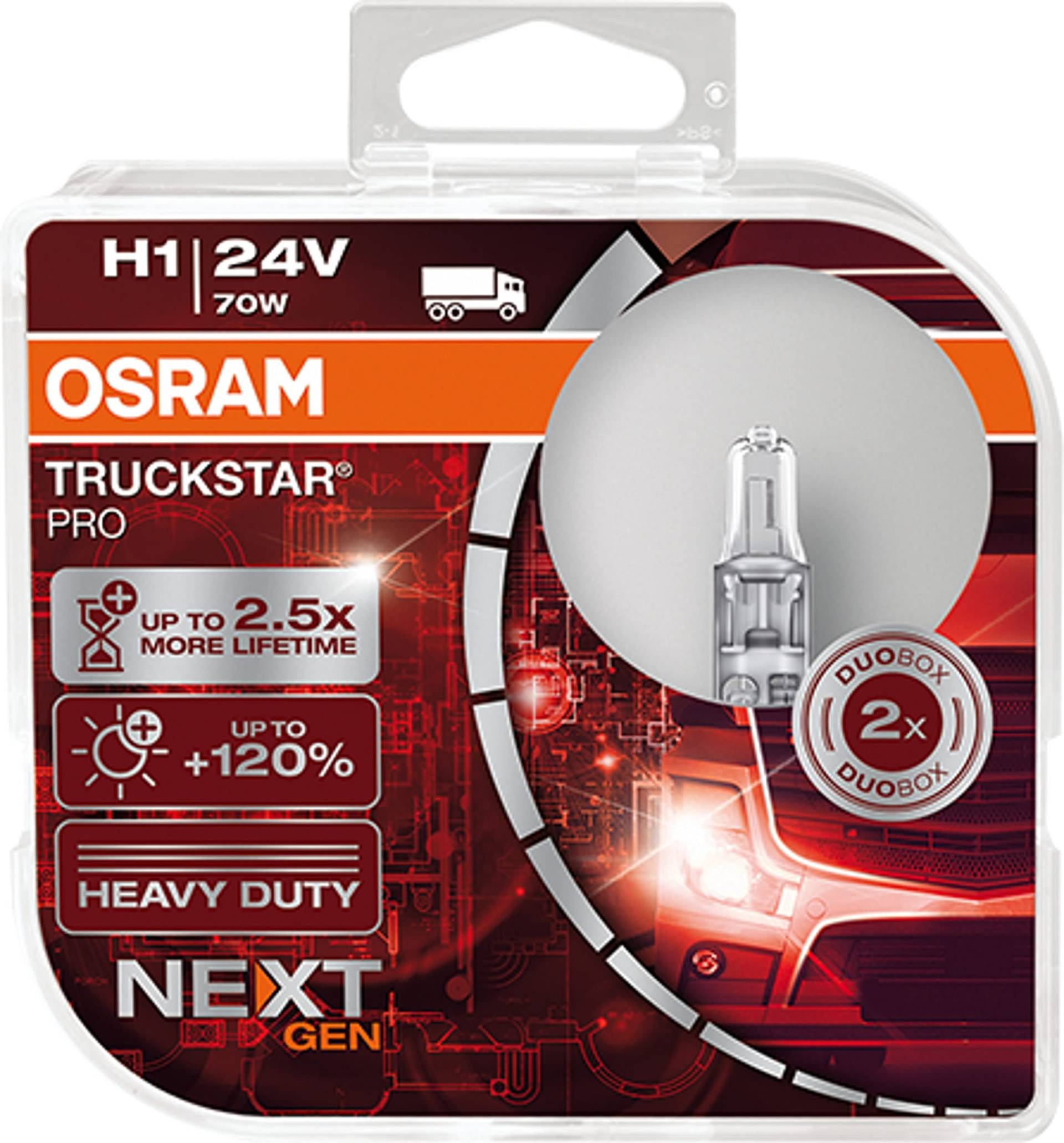 Osram TRUCKSTAR Pro H1, Frontscheinwerfer, 64155TSP-HCB, 24V, Duobox von Osram